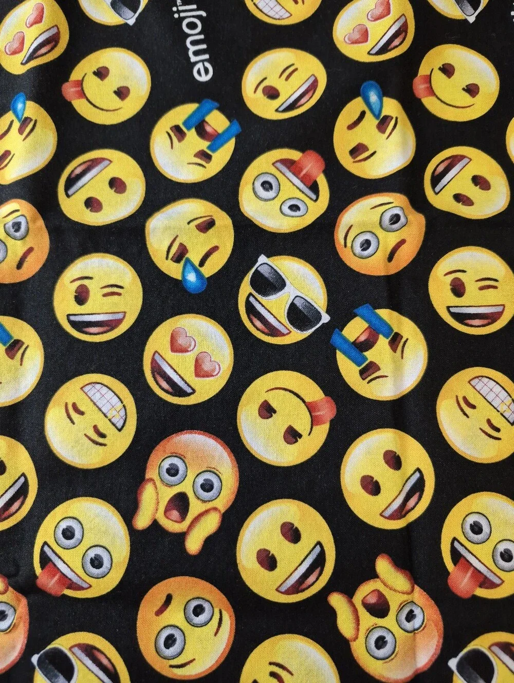 Emoji Faces Fabric by David Textiles Inc 19x42” Black